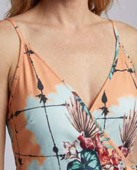 Damen Wickel Minikleid mit Spaghettiträgern
