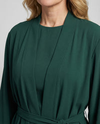 Damen Maxi Abaya mit Perlenfransen & Bindegürtel Elegantes Kleid