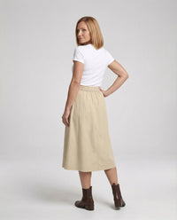 Damen Midirock mit Knopfleiste & Kellerfalten