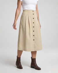 Damen Midirock mit Knopfleiste & Kellerfalten