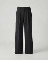 Unisex Stoffhose weit mit geradem Bein Schwarz