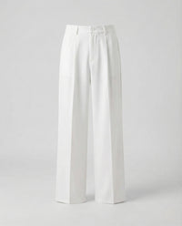 Unisex Stoffhose weit mit geradem Bein Weiß