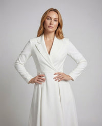 Damen Blazer Kleid Tailliert im Mantelstil mit A Linien Rock