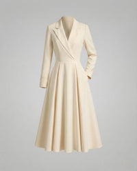 Damen Blazer Kleid Tailliert im Mantelstil mit A Linien Rock Khaki
