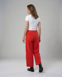 Damen Weiche Cordhose mit Weitem Bein und Elastischem Bund