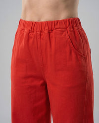 Damen Weiche Cordhose mit Weitem Bein und Elastischem Bund