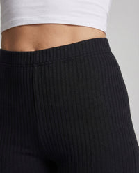 Damen Schlaghose Gerippt High Waist Strickhose