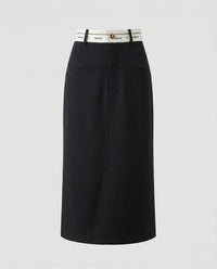 Damen Bleistiftrock High Waist Logobund Schwarz