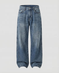 Unisex Baggy Denim Hose Locker Mittelnaht Rauchgrau