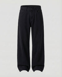 Unisex Baggy Denim Hose Locker Mittelnaht Schwarz