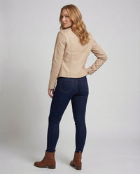 Damen Bikerjacke Lederimitat Schnürdetail
