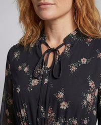 Damen Chiffon Maxikleid Blumen A Linie