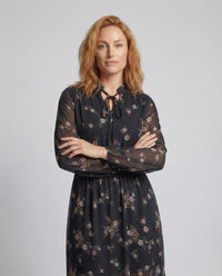 Damen Chiffon Maxikleid Blumen A Linie