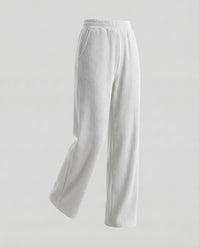 Damen Strickhose Ripp High Waist Creme
