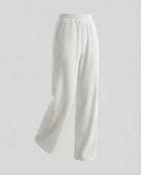 Damen Strickhose Ripp High Waist Elfenbein