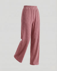 Damen Strickhose Ripp High Waist Rosa