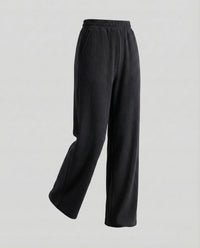 Damen Strickhose Ripp High Waist Schwarz