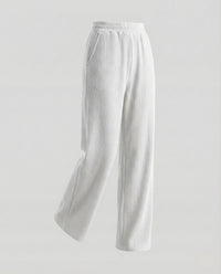 Damen Strickhose Ripp High Waist Weiß