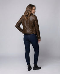 Damen Leder Bikerjacke Tailliert
