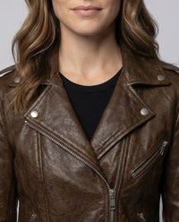 Damen Leder Bikerjacke Tailliert