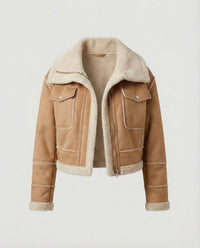 Damen Fliegerjacke Kurz Teddy Dunkelkhaki
