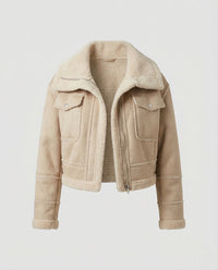 Damen Fliegerjacke Kurz Teddy Khaki