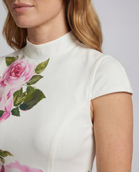 Damen Cocktailkleid Tailliert Tellerrock Rundhals Ärmellos