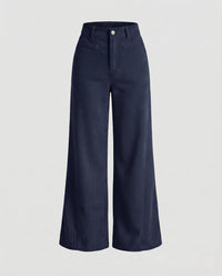 Damen Palazzo Hose Nadelstreifen Weit Marineblau