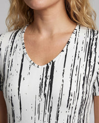 Damen Maxikleid A Linie Kurzarm Muster