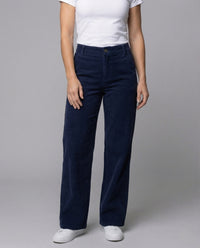 Damen Cordhose High Waist Weit