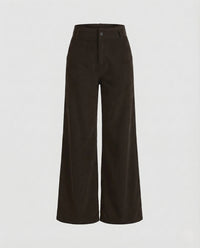 Damen Cordhose High Waist Weit Braun