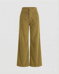 Damen Cordhose High Waist Weit Gelb