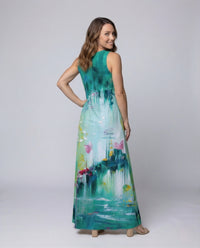 Damen A Linie Kleid Ärmellos V Ausschnitt