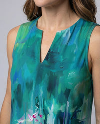 Damen A Linie Kleid Ärmellos V Ausschnitt