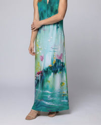 Damen A Linie Kleid Ärmellos V Ausschnitt