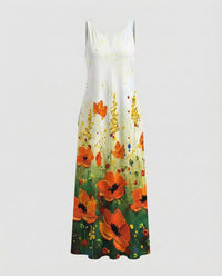 Damen A Linie Kleid Ärmellos V Ausschnitt