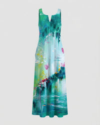 Damen A Linie Kleid Ärmellos V Ausschnitt