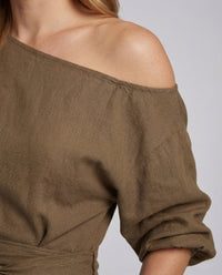 Damen Wickel Midikleid Godetrock