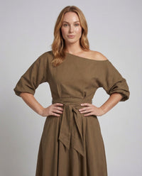 Damen Wickel Midikleid Godetrock