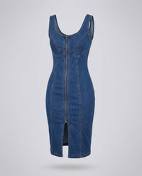 Damen Denim Bleistiftkleid Stretch Blau