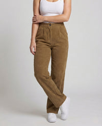 Damen Cordhose High Waist Weit