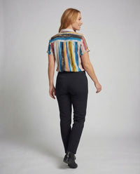 Damen Viskosebluse Muster Brusttasche