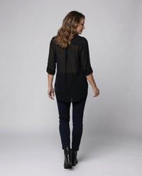 Damen Chiffon Tunika Bluse V Ausschnitt
