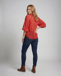 Damen Viskose Bluse Boho Dreiviertelärmel