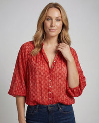 Damen Viskose Bluse Boho Dreiviertelärmel