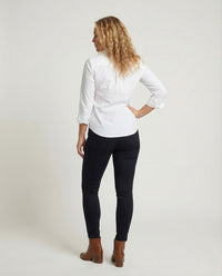 Damen Hemdbluse Tailliert Kentkragen Baumwollmix