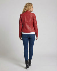 Damen Kunstlederjacke Tailliert Stehkragen