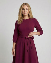 Damen A Linie Kleid Gürtel Bündchen