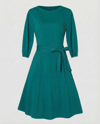 Damen A Linie Kleid Gürtel Bündchen