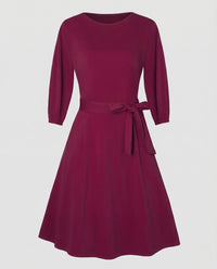 Damen A Linie Kleid Gürtel Bündchen